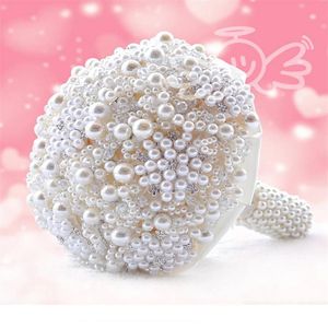 Perles de luxe Bouquet artificiel fait à la main cristal ivoire broche Bouquet 2018 nouvelles fleurs de mariage Bouquets de mariée 277c