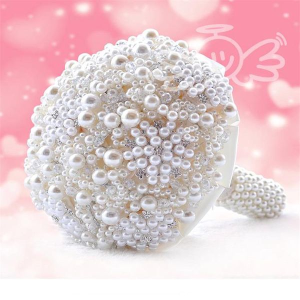 Perles De Luxe Bouquet Artificiel À La Main Cristal Ivoire Broche Bouquet 2018 Nouveaux Fleurs De Mariage Bouquets De Mariée221h