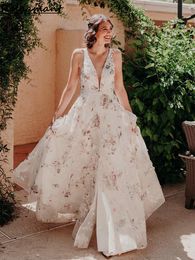 Luxury Pearls Beading 3d Floral Lace A Line Wedding Wedding Vestidos Vestidos nupciales Vestidos de Novia