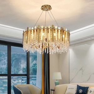 Lampes suspendues de luxe or îlot de cuisine lustre moderne LED salle à manger cristal luminaire suspendu salon décor à la maison lustre