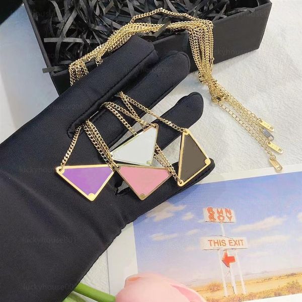 Collier pendentif de luxe mode hommes et femmes triangle inversé P lettre chaîne en or bijoux hommes et femmes mode personnalité c246D