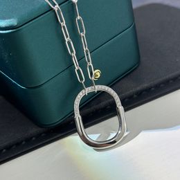 Luxe hanger ketting T Lock merk ontwerper half kristal holle ronde cirkel charme emmer ketting voor vrouwen sieraden met doos