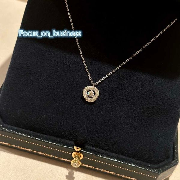 Collar con colgante de lujo de plata de ley superior, diseñador de la marca Trinity, gargantilla de cadena corta con dije de círculo redondo de tres capas para mujer con caja de joyería de boda