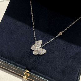 Luxe hanger ketting Van Clee merkontwerper volledig wit kristal vlinder charme choker voor vrouwen sieraden met doos feestcadeau