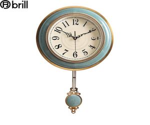 Luxe Pendulum Clock Wall Home Decor Creatieve klokken grote woonkamer metalen reloj de pared swingbare antieke stijl268N5245248