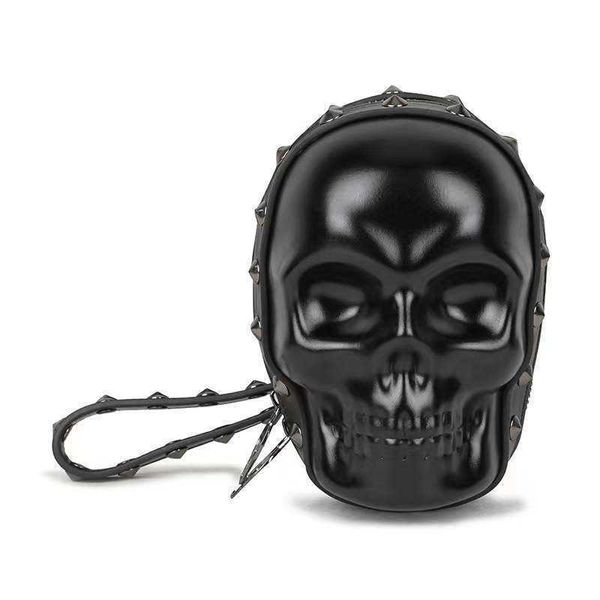 Bolsos de hombro de lujo personalizados de PU con calavera para mujer, bolsos de diseñador negros malvados, Mini bolso de mano especial que brilla