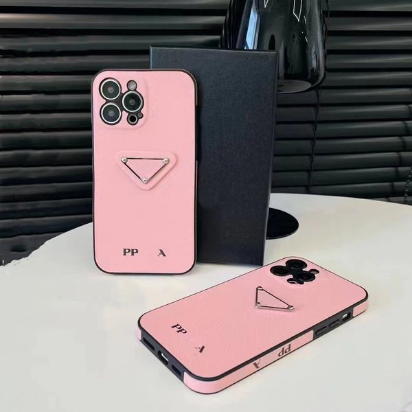 Funda de teléfono de lujo Funda de iPhone de diseñador para iPhone 15 Pro Max Fundas Apple iPhone 14 Pro Max 13 12 11 X XR XS Max 8P 14 Plus Funda Marca Triangle P Cubierta móvil