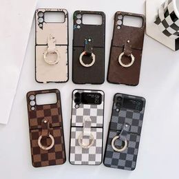 Luxury Phone Case Samsung Z Clamshell 4 3 1 2 Trend Minimalistische Zflip 3 Checkerboard Checked Ring Pendant Anti-Fall Phone Case