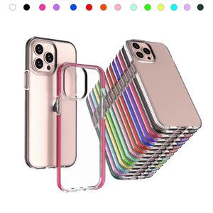 Coque de téléphone transparente bicolore résistante aux chutes, étui de luxe résistant aux chocs pour iphone 14 13 12 11 Pro Xs Max XR