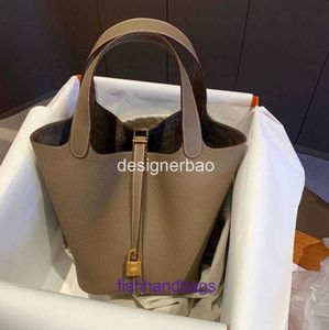 Luxury Picotin Lock Bag Women's 2023 New Chaocai Cesta Soft Litchi Grain Coreano Madre Madre Madre en barbecho 6haq