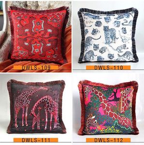 Luxury kussensloop Designer Signage Tassel 20 Tiger en Leopard Animal Floral Patronen Printing Pillowcase Cushion Cover 45*45cm voor woonkamer bank decoratief