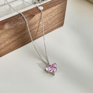 Luxe roze hart kettingontwerper voor vrouw feest 925 Sterling zilveren hanger 18k gouden ketting witte diamanten kettingen sieraden dames vriend valentijnsdag cadeaubon