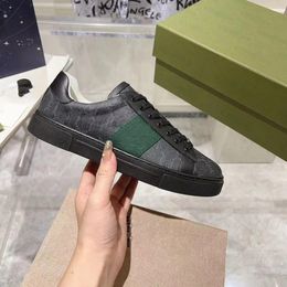 Luxe platformschoen groen rood gestreept Italiaanse canvas schoen Snake Trainers Bee geborduurde Ace sneaker Zwart lederen schoen