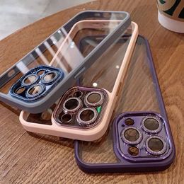 Coque de téléphone en acrylique à paillettes de luxe pour iPhone 15 14 13 12 11 Pro Max Plus Clear Bling Diamond Lens Protection Cases Cover 30pcs