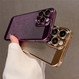 Luxe Plating Warmteafvoer Ademende Koeling Case voor iPhone 15 14 Pro Max 11 12 13 Plus Harde Telefoon cover