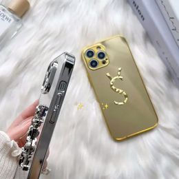 Étuis de téléphone miroir de placage de luxe pour iPhone 15 Pro Max Case Apple iPhone 14 13 12 11 Pro XS Max XR X 15 Plus Cover Bling Gold Silver Acrylique Mirror Designer Phonecase