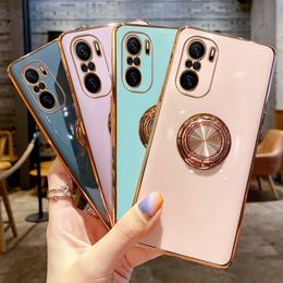 Fundas de teléfono chapadas de lujo para Xiaomi Redmi Mi 11T 11 Lite Ultra Mix 4 Note 10 Pro 10S 9 9S funda con soporte de anillo magnético