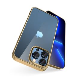 Coque de téléphone transparente plaquée de luxe, étui arrière rigide antichoc en PC pour iPhone 15 14 13 12 11 Pro Max XS XR 7 8Plus