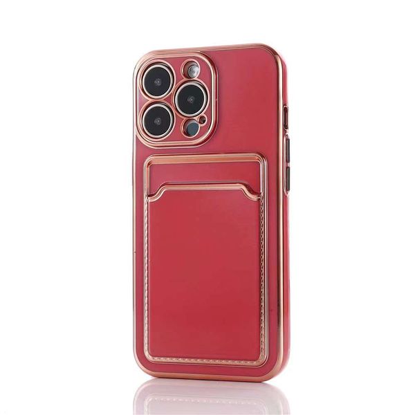 Case de t￩l￩phone de portefeuille de placage de luxe pour iPhone 14 13 12 11 Pro Max XS XR X 8 7 Plus SE2020 COUVERCE SOIL avec une fente de poche de carte de cr￩dit