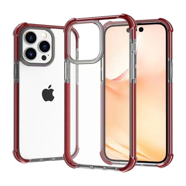 Étuis de téléphone en acrylique transparent anti-rayures antichoc pour iPhone 14 13 12 Mini 11 Pro Max X XS XR 7 8 Plus Couverture arrière en PC dur hybride double couleur en TPU souple