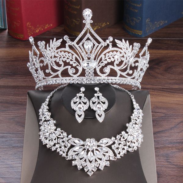 Luxus Prinzessin 2022 Hochzeit Kopfschmuck Braut Tiara Strass Krone Kopfstücke Kristall Stirnbänder Haarschmuck Silber