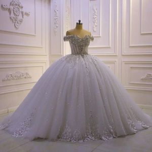 Luxe princesse arabe a-ligne robes de mariée 2023 hors épaule Gillter perlé cristal appliques à lacets Corset robe de mariée Robes