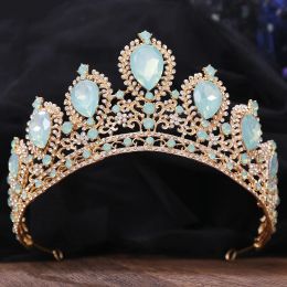 Luxury Princess Crown Femmes 8 couleurs Opal Crystal Mariage Bridal Tiaras Couronne Bandons Accessoires