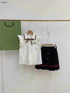 Luxe prinsesjurk zomer Kids tracksuits babykleding maat 110-160 cm geborduurd logo mouwloos vest en meisjes rok 24april
