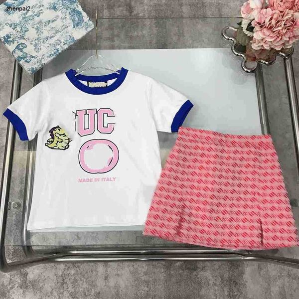 Vestido de princesa de lujo Summer Kids Relling Size de ropa de bebé 100-150 cm Camiseta de chicas de alta calidad y falda de mezclilla 24 abril