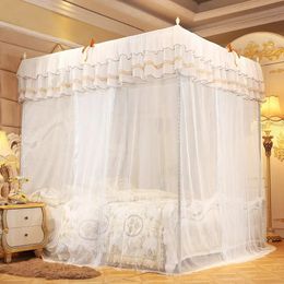 Luxe princesse quatre coin poste lit rideau auvent filet moustiquaire literie L Polyester blanc 240228