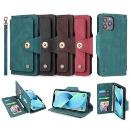 Étuis de téléphone portefeuille à rabat en cuir PU de luxe pour iPhone 13 12 11 Pro Max Xs XR 7 8 Plus Samsung S22 Ultra S21 FE A53 A73 avec emplacements pour cartes multiples