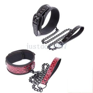 Bondage en cuir PU de luxe Collier esclave Harnais Harnais Jeux Props Playplay Cou Longuintes R987