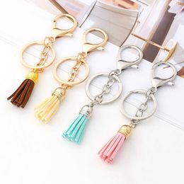 Porte-clés de luxe en cuir PU avec pompon, anneau à franges, porte-clés, bricolage, décoration de sac à rideau, accessoires de pompon