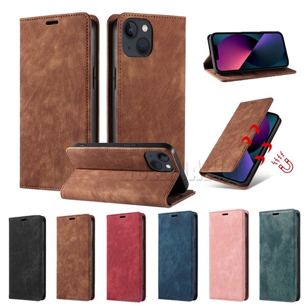 Étuis de téléphone portefeuille en cuir PU de luxe avec cadre photo fente pour carte d'identité de crédit étui à rabat pour téléphone d'affaires pour Samsung S22 S21 S20 Ultra Plus iPhone 14 13 12 11 Pro Max