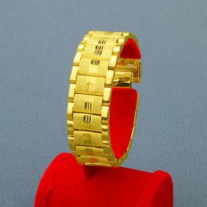 Luxe Pure 24K Goud Kleur Heren Armband Brede Versie Gepersonaliseerde Vergulde Horloge Chain Bangle Armband Sieraden 240126