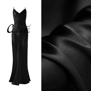 Tissu en satin noir de soie pure de luxe 100% Mulberry Silk 16/19/22/30/40 momme lustre matériau de chemise de chemise robe de robe par mètre 240508