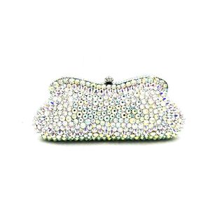 Monederos de lujo para fiesta de boda, accesorios para fiesta de noche para mujer, bolsos de mano con diamantes, elegantes monederos de cristal plateado AB