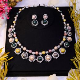 Qualité de luxe 2 pièces zircone grand gland collier de perles ensembles de robe accessoires Dubai ensemble de bijoux de mariage de mariée pour les femmes 240119