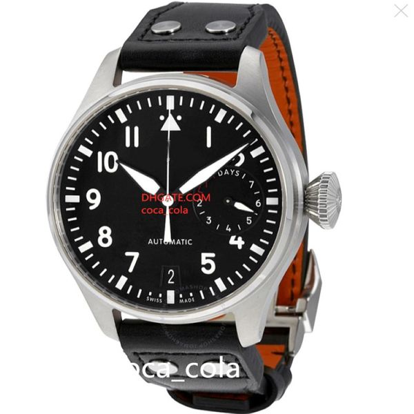 Qualité de luxe 46 mm Big Pilot Steel 50041 500916 7 jours Réserve Japan Automatic Mens Watch Movement Automatic Mens Watch Watchs 339i