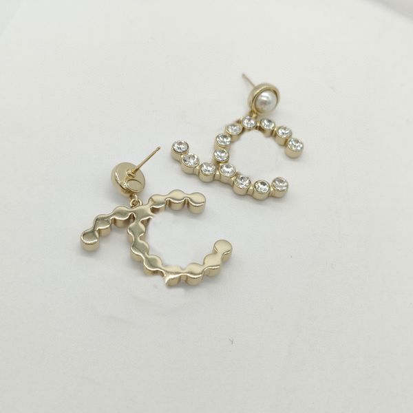 Boucle d'oreille Charm de qualité de luxe avec diamant scintillant en plaqué or 18 carats de grande taille avec timbre PS7654A