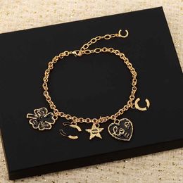 Luxe kwaliteit charme hanger armband ketting en taille riem hart sterren vorm Desinger in 18k goud vergulde hebben postzegelbox ps7660b