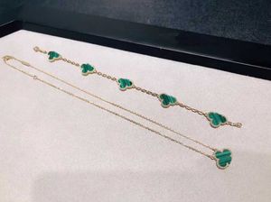 Collier pendentif à breloque de qualité de luxe avec bracelet en malachite naturelle pour femmes, bijoux de fiançailles, cadeau avec sac en velours PS4522