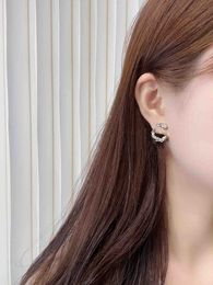 Boucle d'oreille à breloque de qualité de luxe avec perles de coquillage naturel diamant rose en plaqué or 18 carats avec tampon de boîte PS4515A