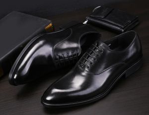 De luxe de qualité hommes en cuir robe Europe chaussures de robe haut de gamme ciré en cuir lacets à bout rond bouche peu profonde Business Dress chaussures Eu37-45