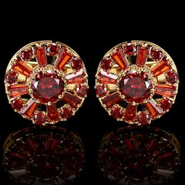 Luxe Qualité Hommes Bouton De Manchette Français Mode Boutons De Manchette Pour Femmes Rouge Gemstone Chemises Boutons D'affaires Smoking Poignets Bijoux Cadeau