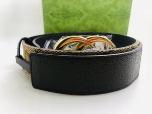 Ceinture en cuir de vachette véritable de qualité de luxe Boucle en laiton plaqué or en acier inoxydable 20mm 28mm 30mm 40mm ceinture design pour hommes et femmes avec boîte unisexe 0018