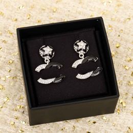 Pendiente de tuerca de calidad de lujo con diamante y esmalte de color negro para mujer, joyería de boda, regalo con caja de sello en forma de estrella PS3554