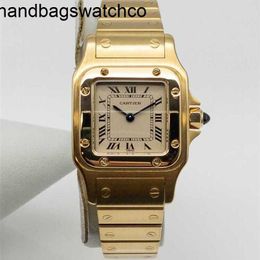 Movimiento de cuarzo de lujo C artierrsWatch Tank solo Cuarzo unisex Oro amarillo de 18 k SANTOS MODELO Damas RARE MINTYIU5V