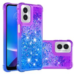 Luxe drijfzand en schokbestendige koffers voor Motorola Moto G Power 5G 2024 G Play 4G 2024 Power 2023 Stylus G 5G Hartgradiënt Bling Glitter Liquid Soft TPU Anti -schokbedekking