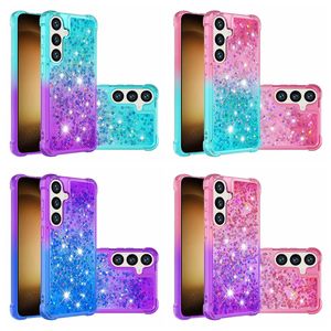 Fundas de lujo con arena movediza a prueba de golpes para Samsung S24 Plus Ultra A55 A35 A15 A05 A05S A25 Huawei Honor 90 Lite Heart Gradient Bling Glitter Liquid Soft TPU Anti Shock Cover